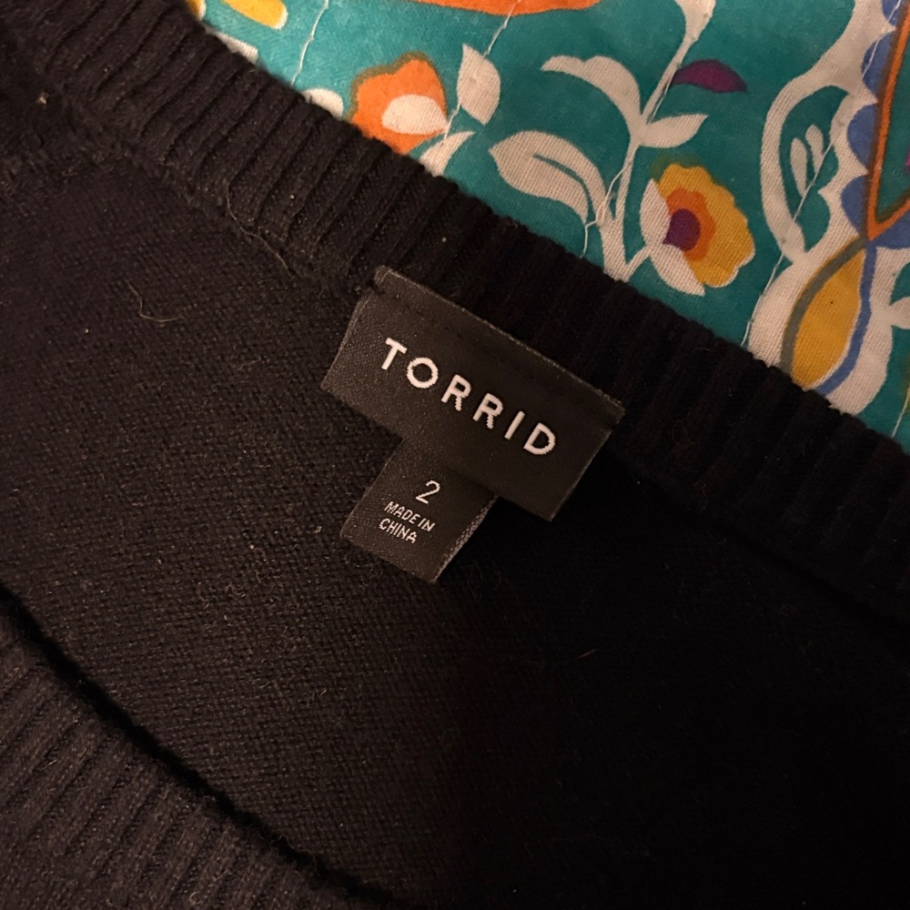 Torrid Black Sweater with White Skull Motif - Picture 4 of 5